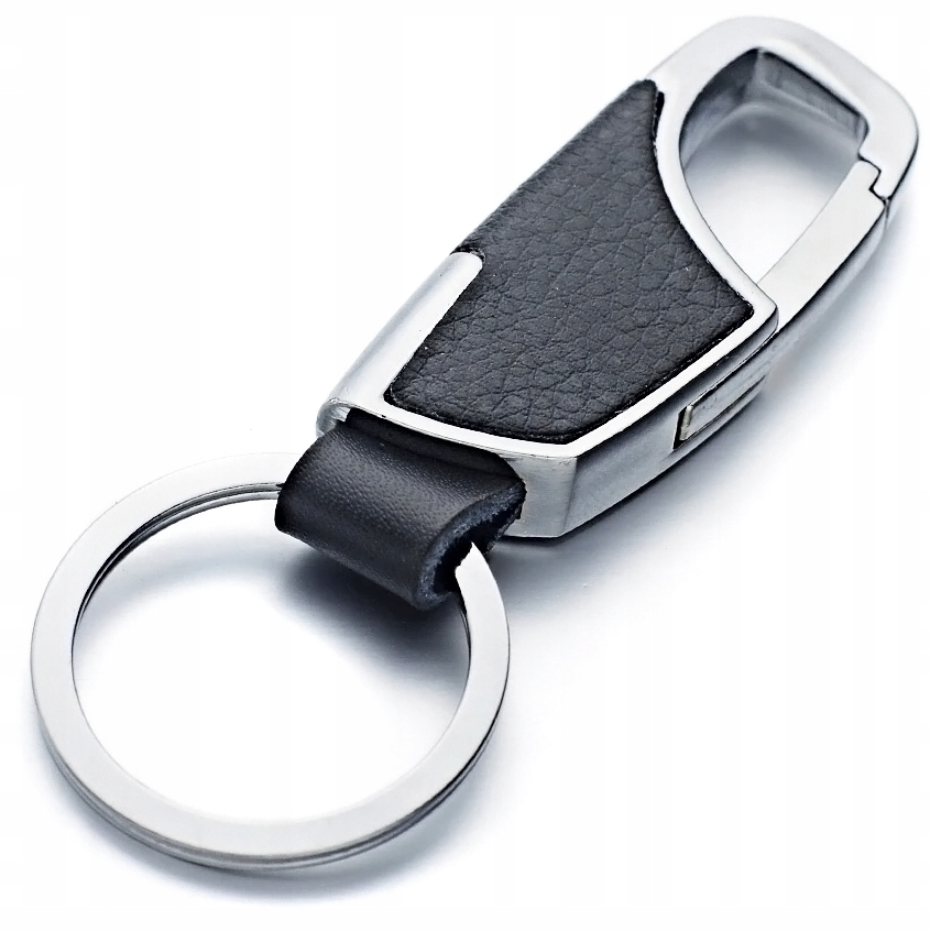 SKÓRZANY BRELOK BRELOCZEK KARABINEK KARABIŃCZYK DO KLUCZY AUTA CHROMOWY