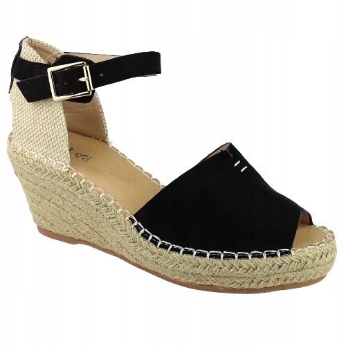 

Buty Sandały Na Koturnie Espadryle Czarne roz 37
