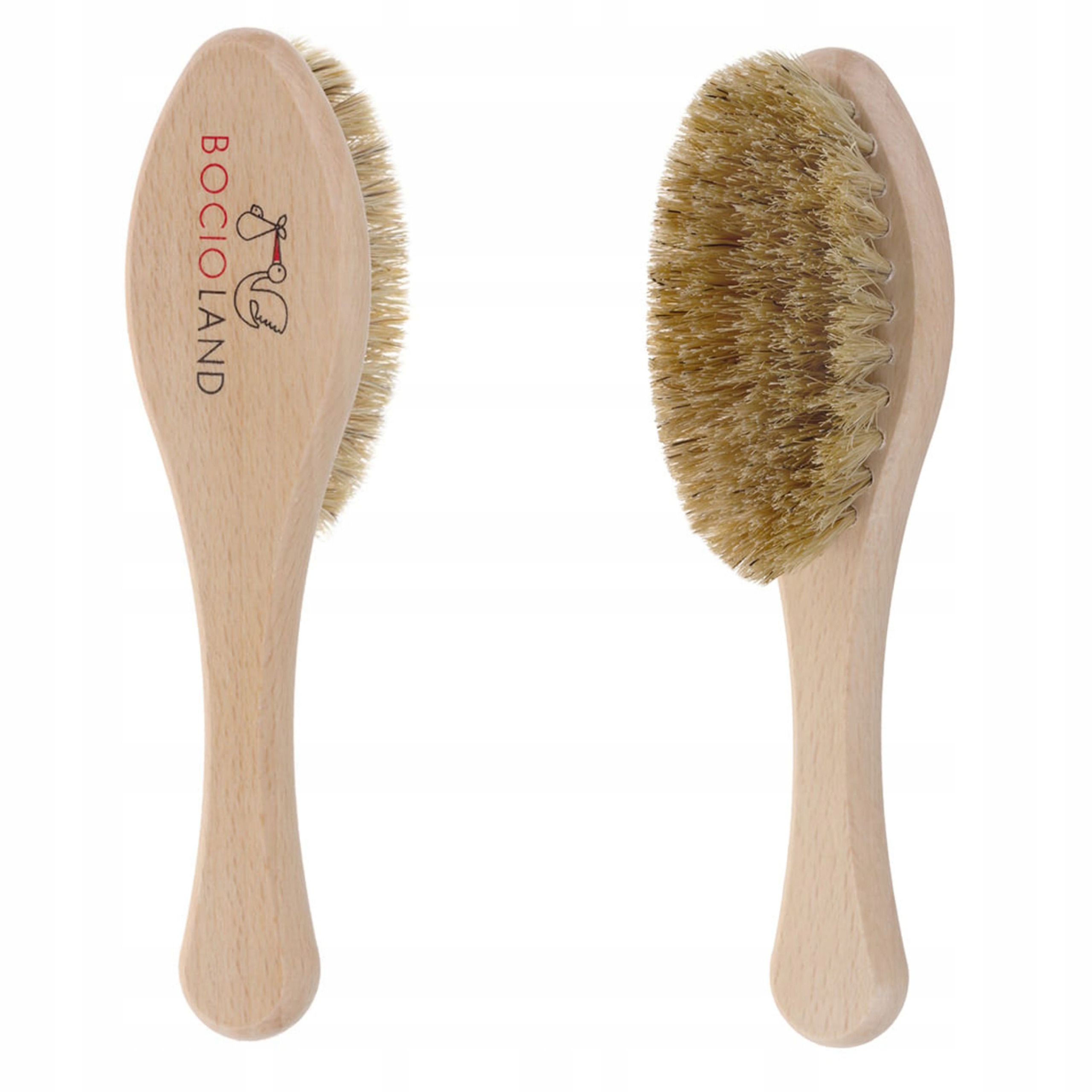 Bocioland DREWNIANA SZCZOTKA DO WŁOSÓW Naturalna Szczecina na CIEMIENIUCHĘ