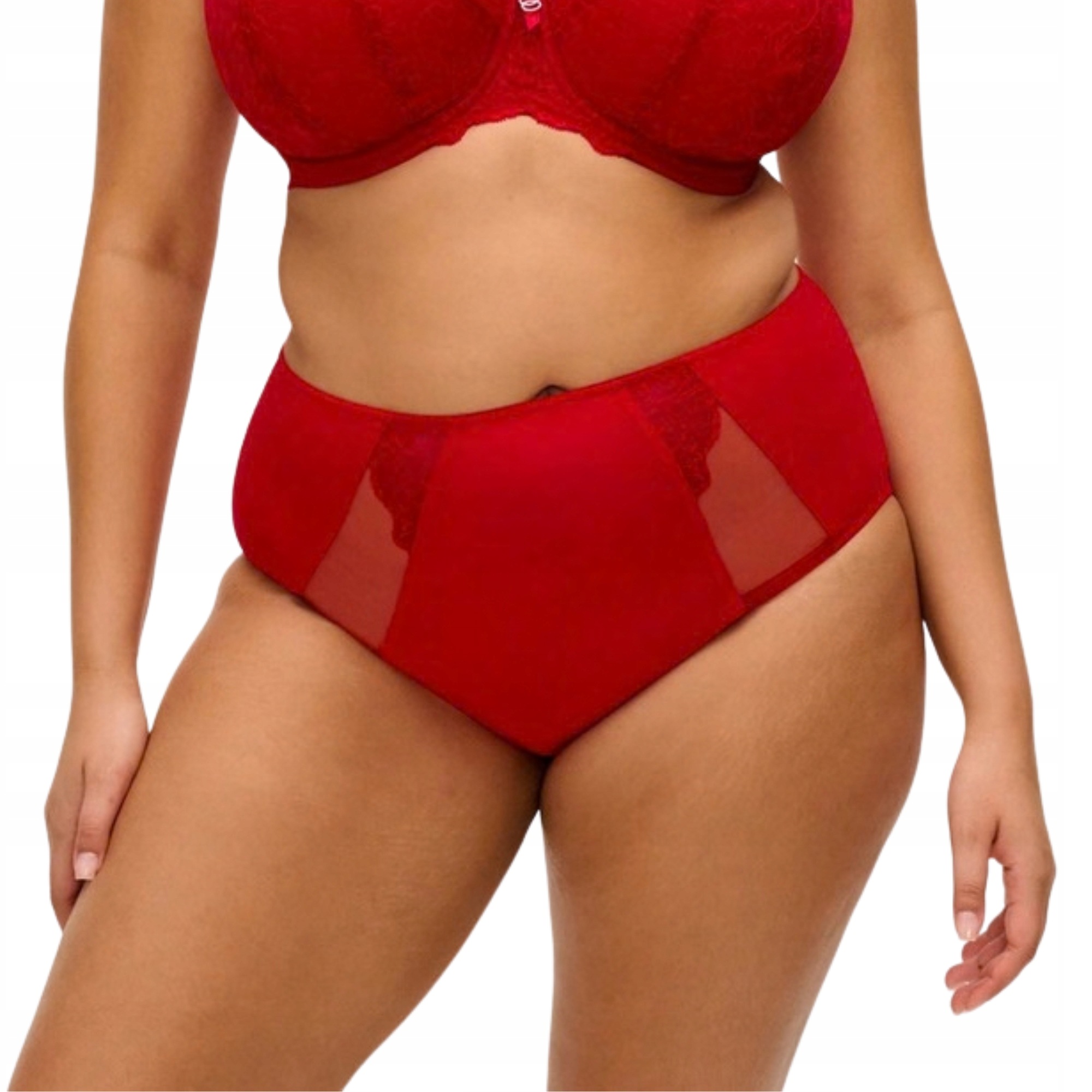 Vysoké krajkové kalhotky Elomi Brianna červené EL8085HAD Haute Red M