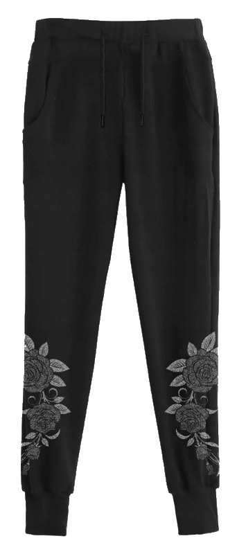 Dresové Kalhoty Blvck Černé Bavlna Vyšívané XL