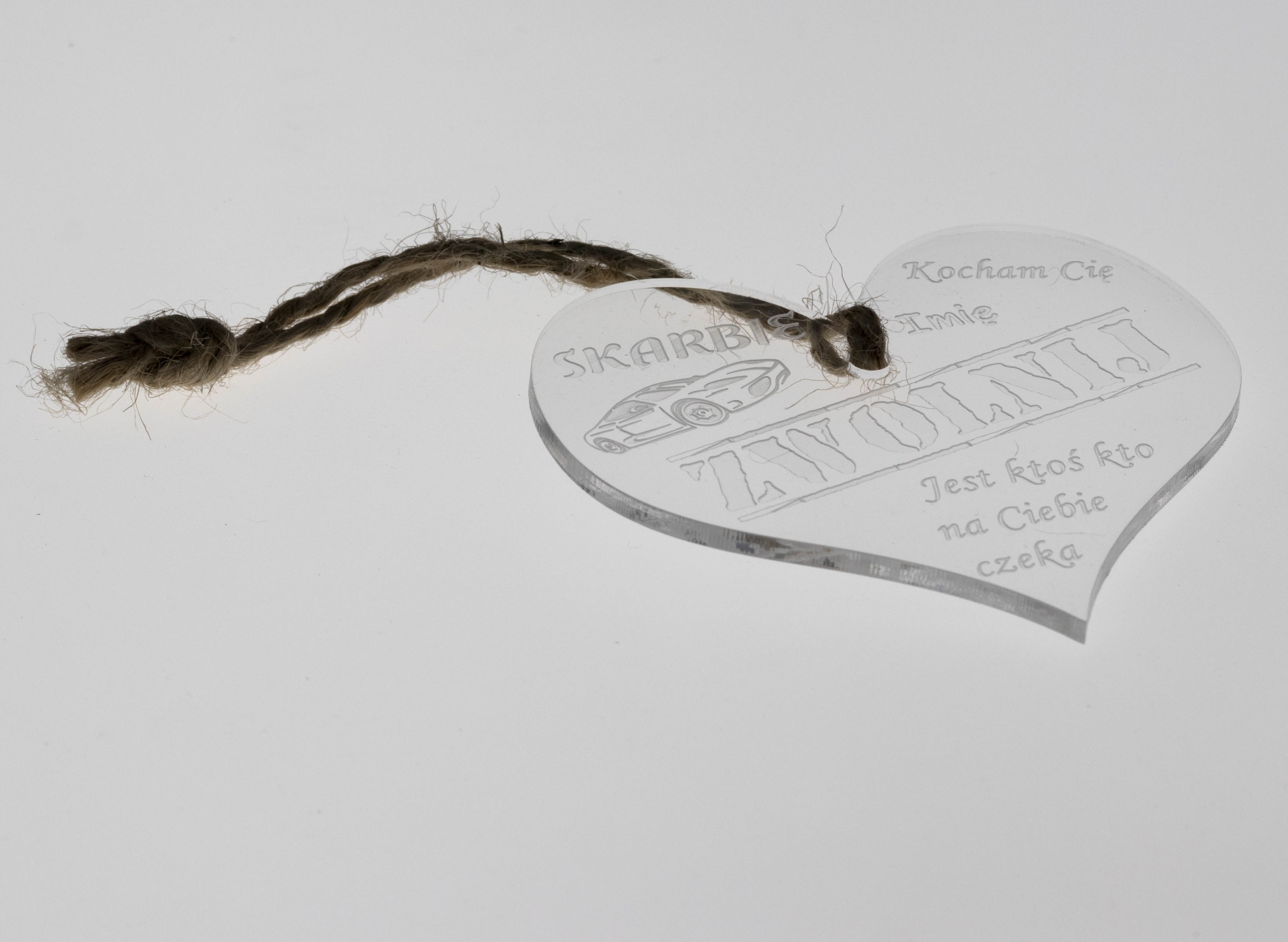 ZAWIESZKA GRAWER do samochodu SERCE na lusterko Marka Inna