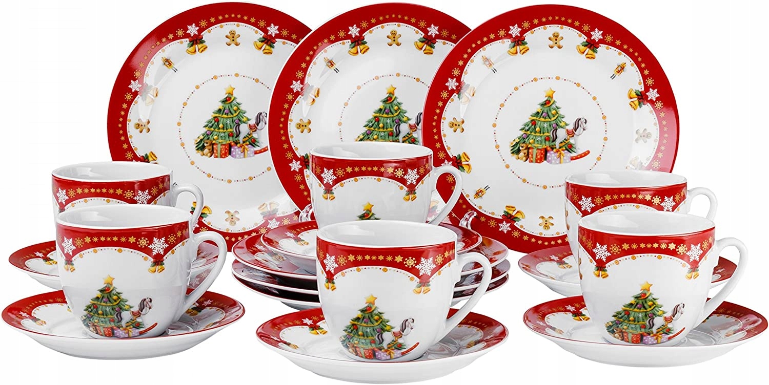 

Świąteczny Serwis Obiadowy Zestaw Talerzy 36 elem.