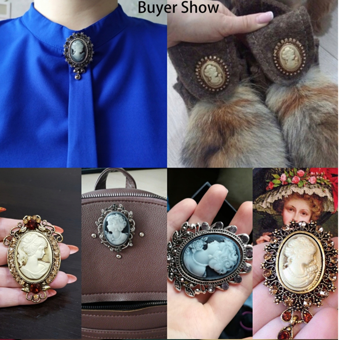 BROSZKA KAMEA PORTRET SREBRNA STARA DUŻA OZDOBA Marka Inna marka