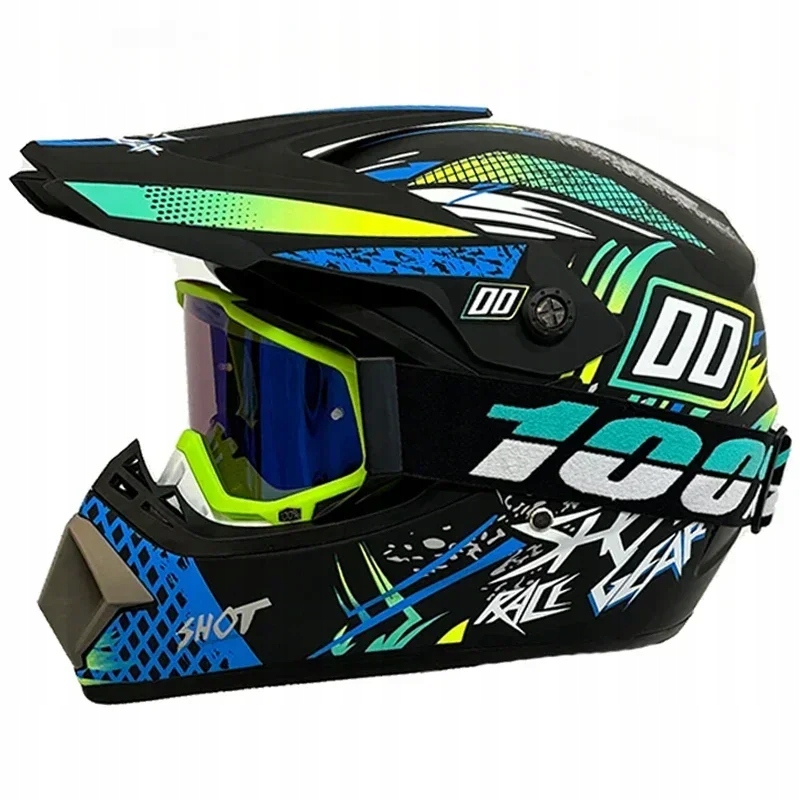 KASK MOTOCYKLOWY DZIECIĘCY ENDURO QUADA Z GOGLAMI -, M Typ Cross / Enduro