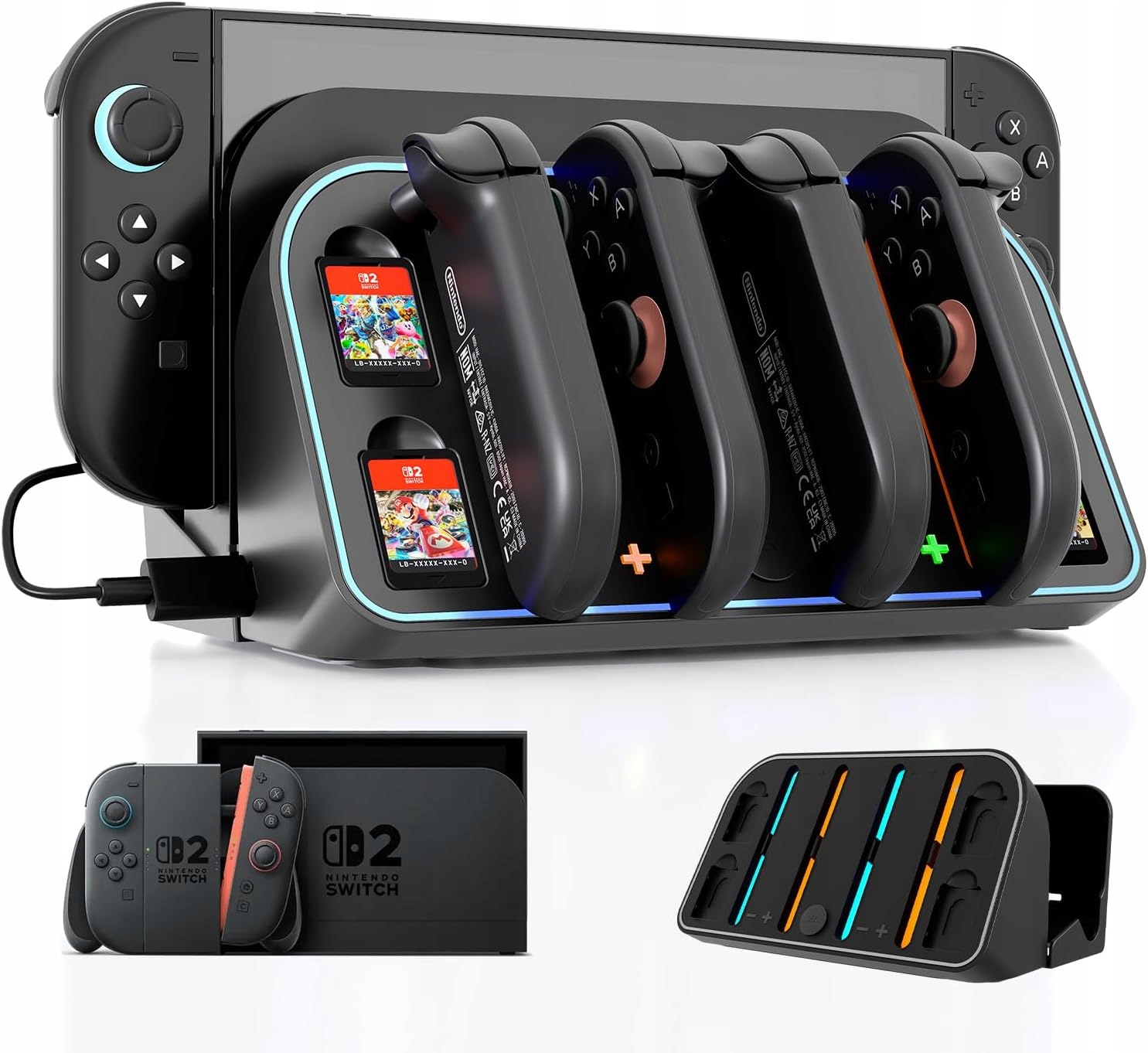 UCHWYT ŚCIENNY DO PRZECHOWYWANIA 4 W 1 DO NINTENDO SWITCH 2 Z PORTAMI ŁADOWANIA JOY-CON