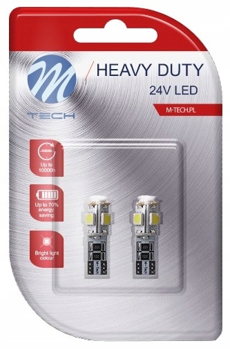

Żarówka W5W Led 24V Canbus T10 Dioda Biała M-tech
