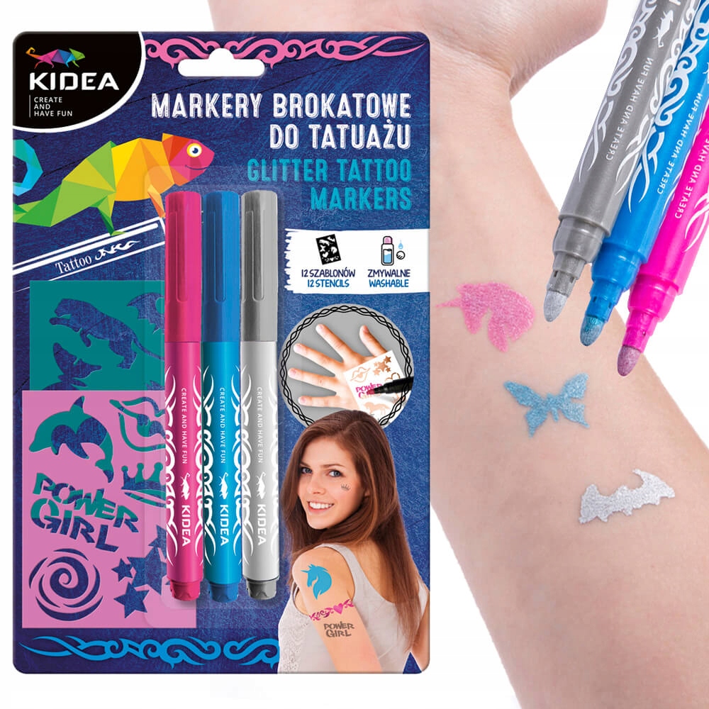 

Markery brokatowe do tatuażu szablony Kidea