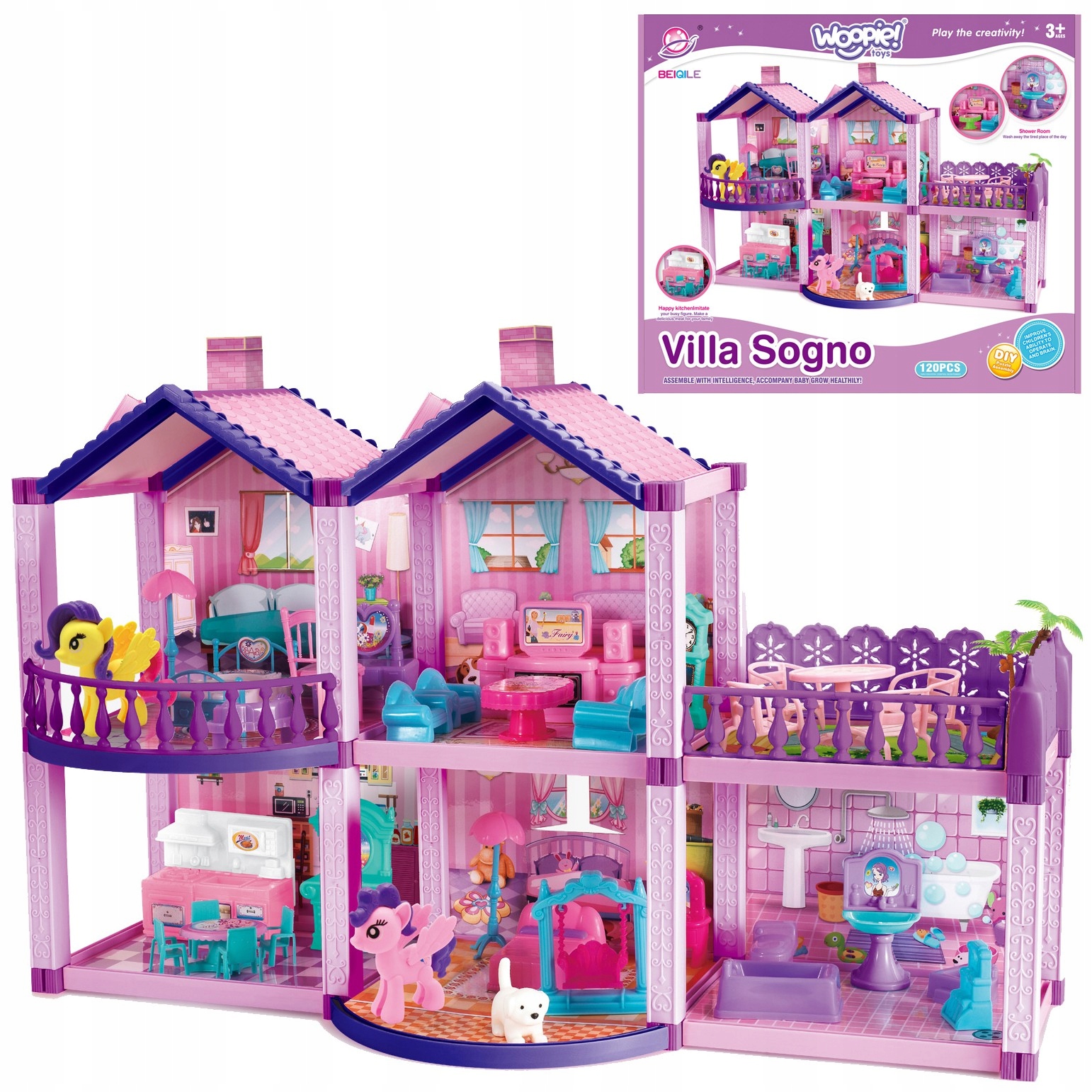 

Domek Dla Lalek Kucyki Villa Meble Figurki Woopie