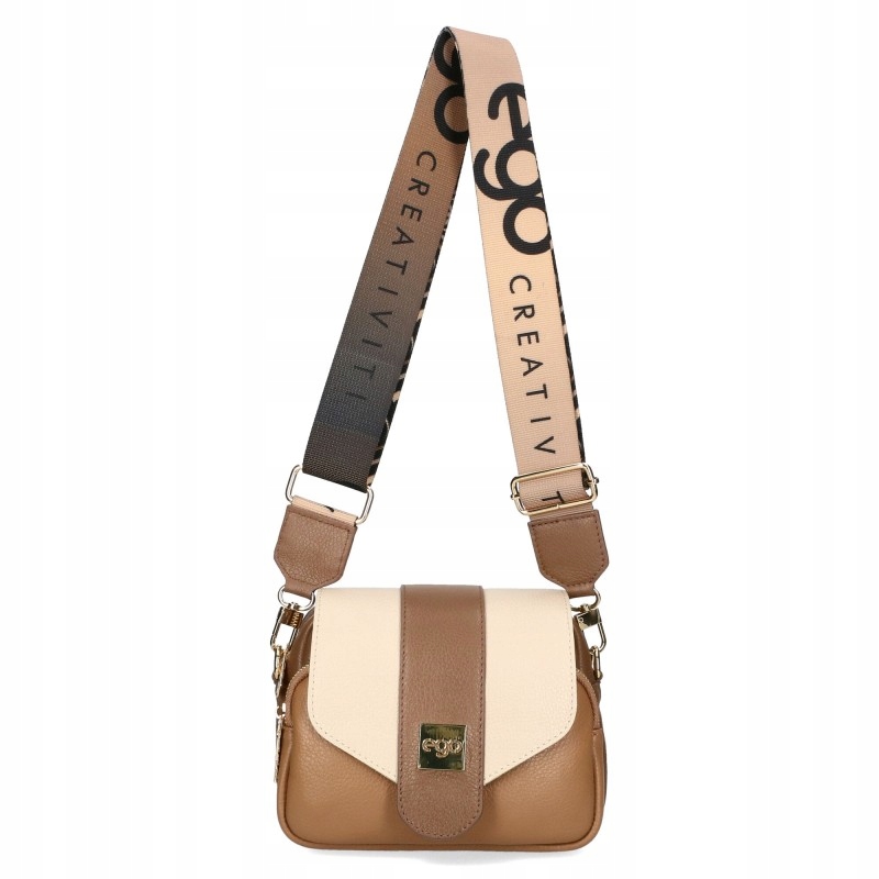 Torebka Damska Skórzana Ego ES0276CR Brązowa Listonoszka z Klapką 2 Paski