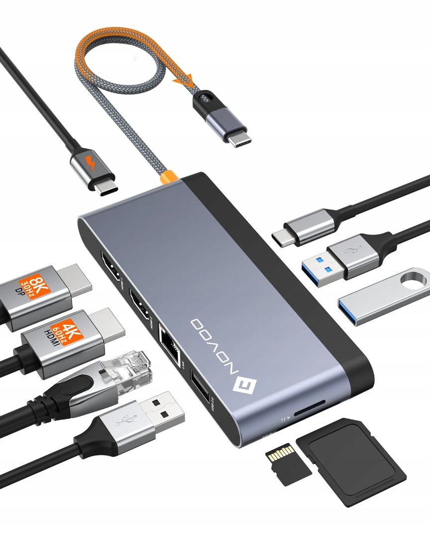 Dokovací Stanice Novoo Usb C 10V1 Hub Počítačový Adaptér Hdmi 8K Dp