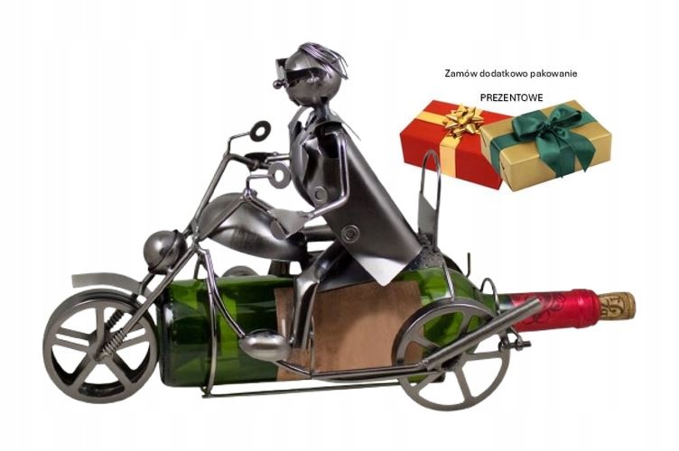 Dekorativní stojan na víno, láhev 0,75 l „Motocyklista“ jako dárek W164