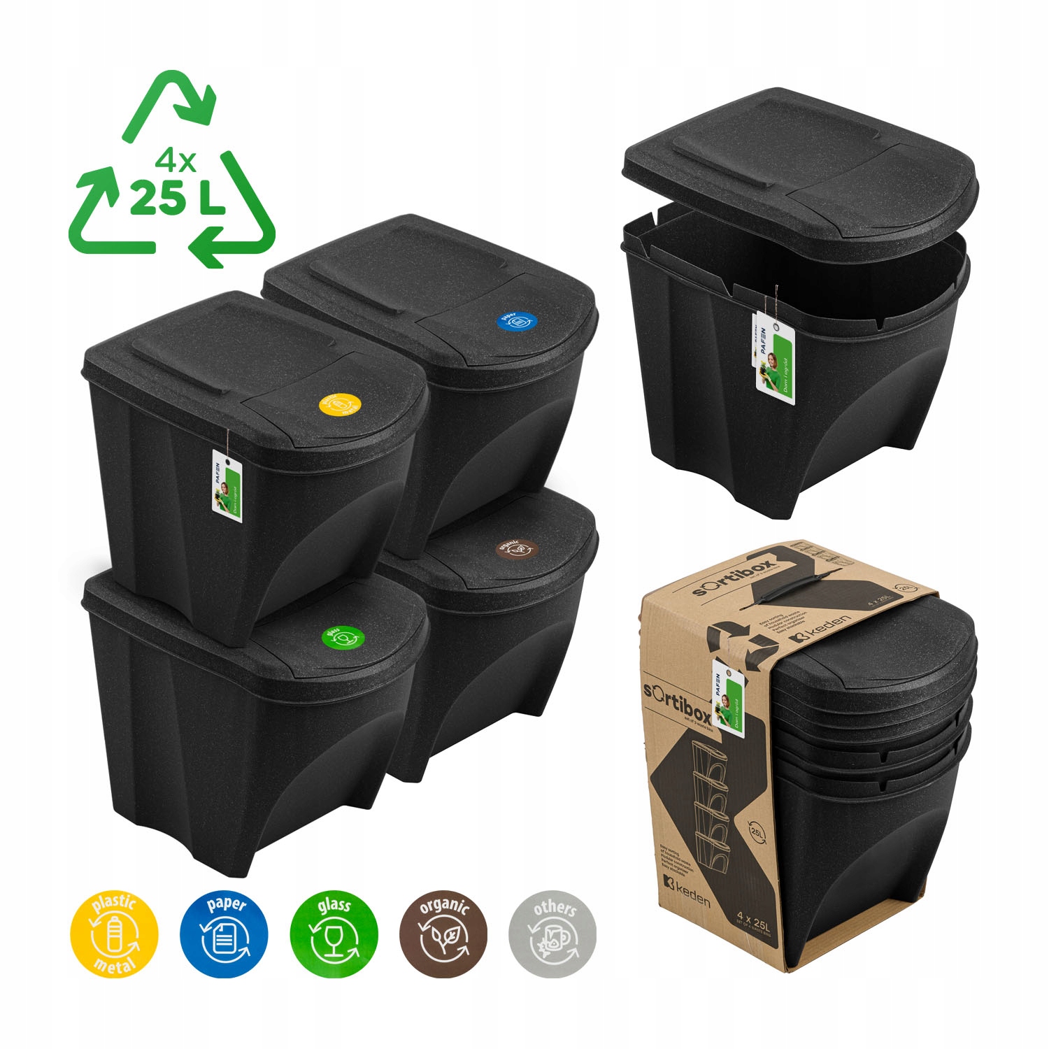 Levně Koše na tříděný odpad 4X Sortibox Eco Wood