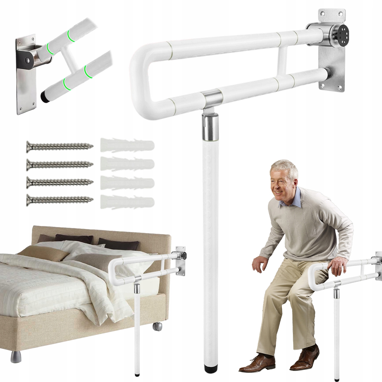 Poręcz Uchwyt Do Toalety Rama Składana 180° Dla Pregnant Elderly Disabled