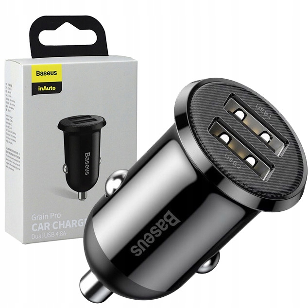 

Ładowarka samochodowa Baseus Grain, 24W 4,8A Usb-a