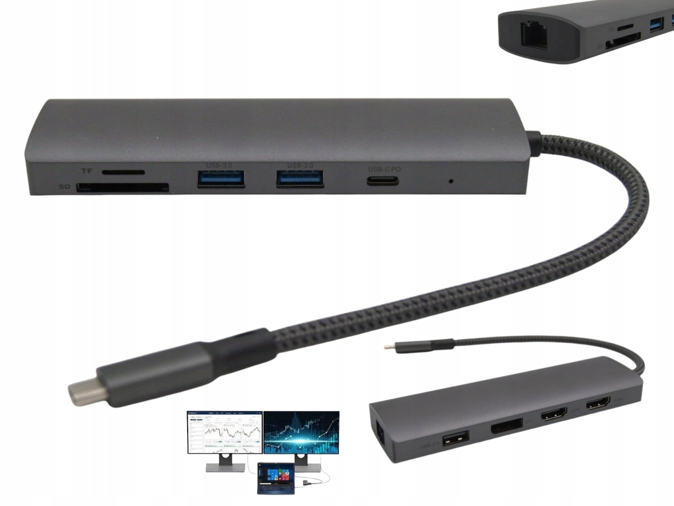 Multiport Usb-c s Pd nabíjením Čtečka Sd MicroSD pro notebooky Hiro Hub