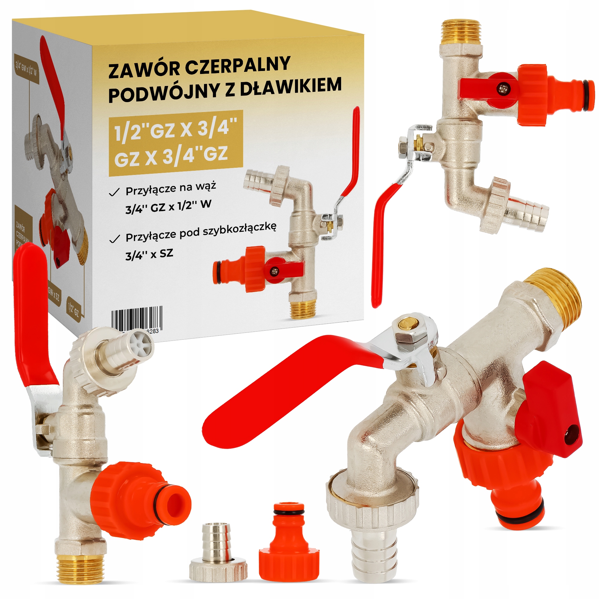 

Zawór Kran ogrodowy Czerpalny Podwójny 1/2x3/4x3/4