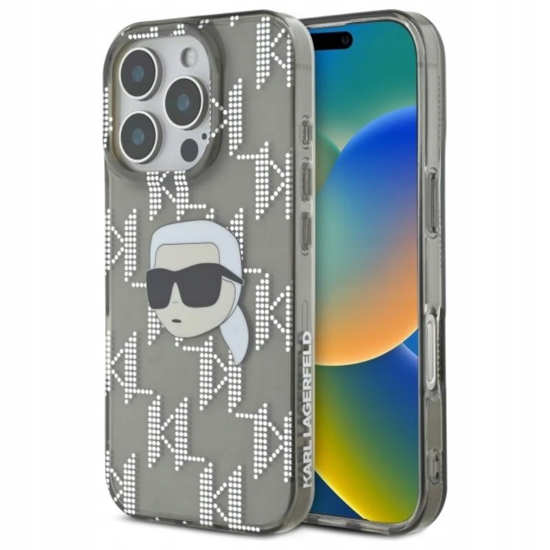Karl Lagerfeld IML Karl Head Electroplated – Pouzdro pro iPhone 16 Pro (černé)