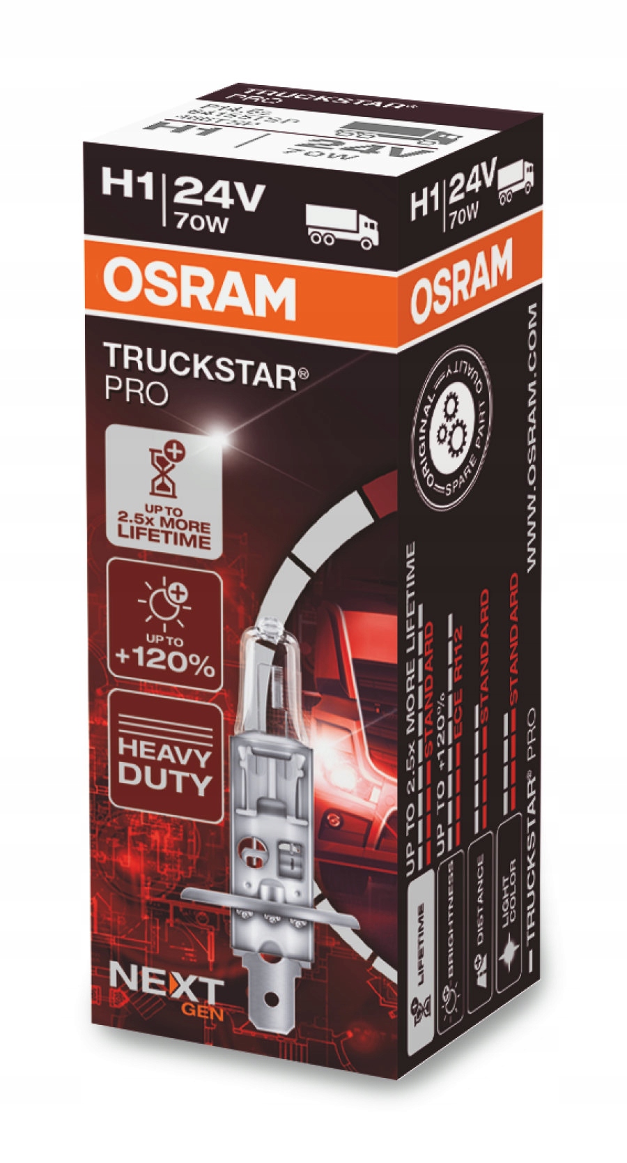 

Żarówka Osram H1 70W 24V Truckstar Pro
