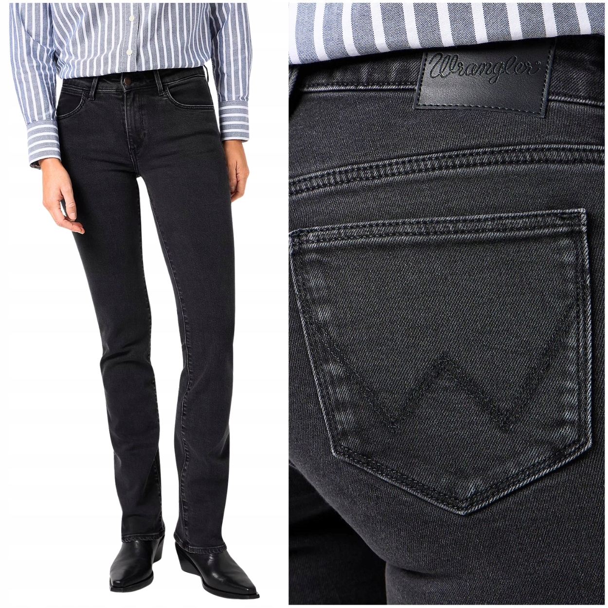 Wrangler Bootcut Blackout rozšiřitelné dámské džínové kalhoty W33 L32