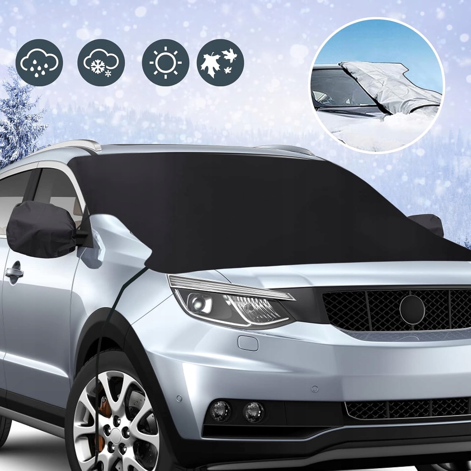 Kryt Předního Skla Automobilu 180 x 130 cm S Ochranou Zrcátek