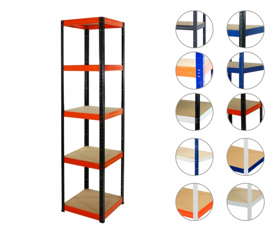 Kovový regálový skladový garážový regál Helios Hbo 196x060x60 5 polic