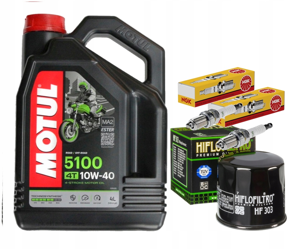 ZESTAW OLEJ MOTUL 5100 10W40 4L FILTR ŚWIECE KAWASAKI KLE650 VERSYS 08-18