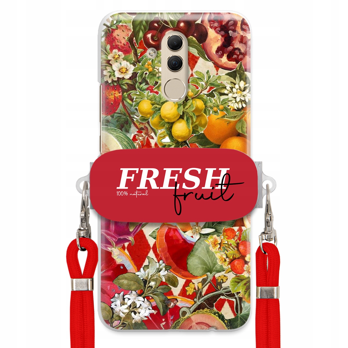 Puzdro pre Huawei Mate 20 Lite Červené Crossbody vodítko držiak Fresh Fruit