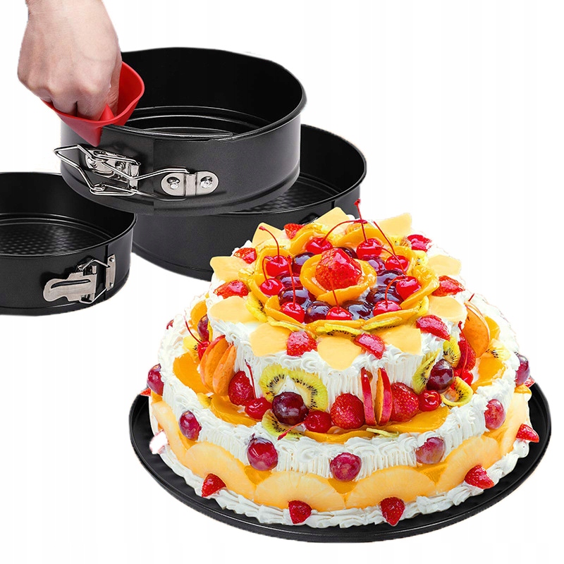 OKRĄGŁE TORTOWNICE 3 ROZMIARY DO PIECZENIA CIAST BLACHA FORMA 3 SZT