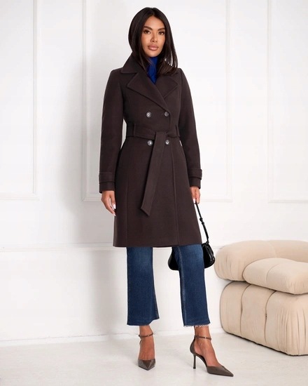 Zartex dámský kabát klasický dvouřadý Mila čokoláda AW26 vel. 36