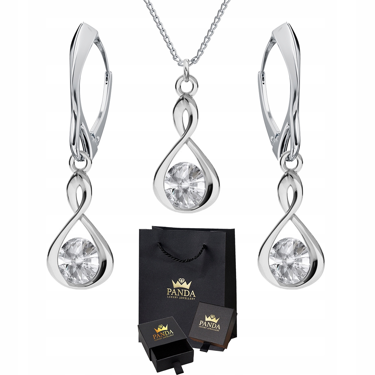 

Komplet Biżuterii Infinity Swarovski Srebro 925