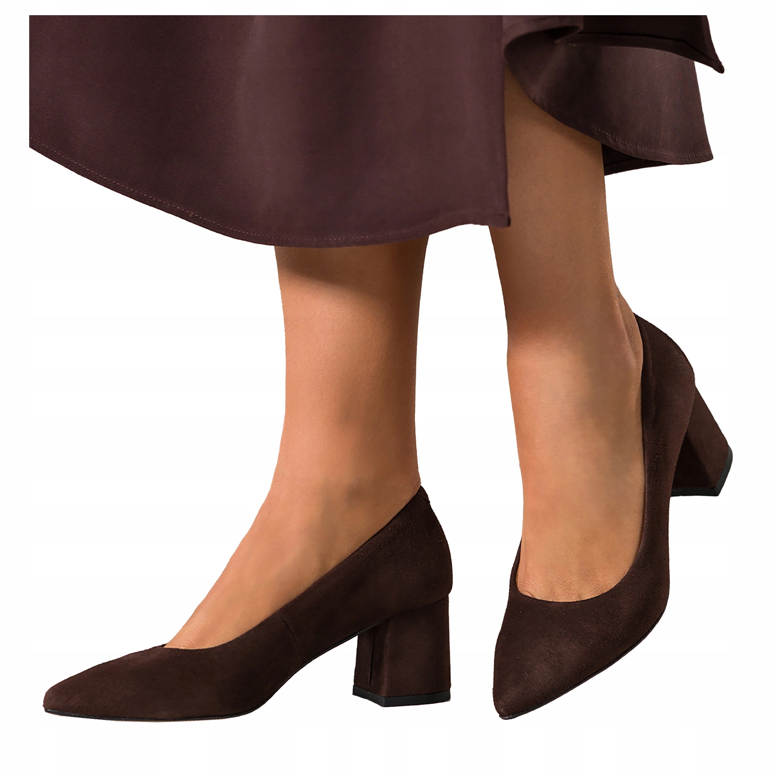 Čepice Čokoládové Dámské Kožené Polské Široký Sloupek Pohodlné vel. 39