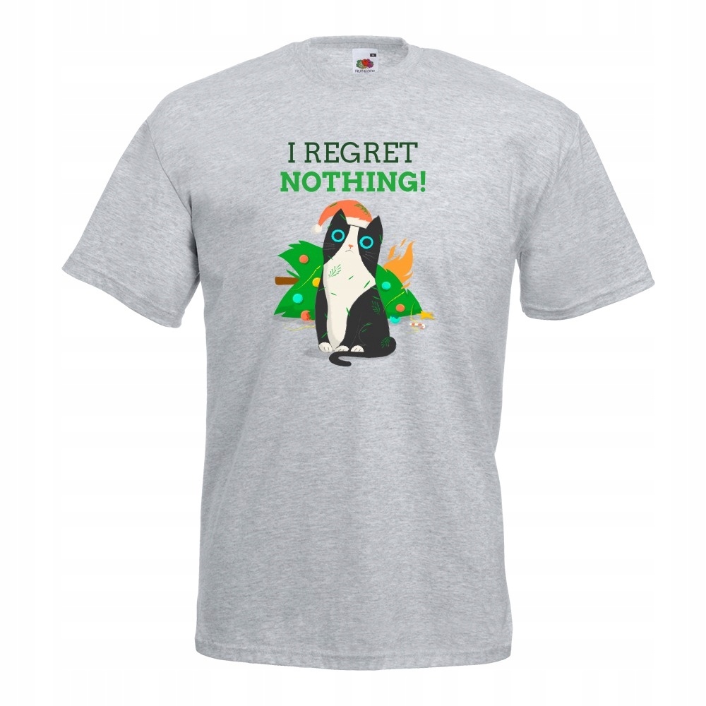

Koszulka kot choinka no regret XL szara