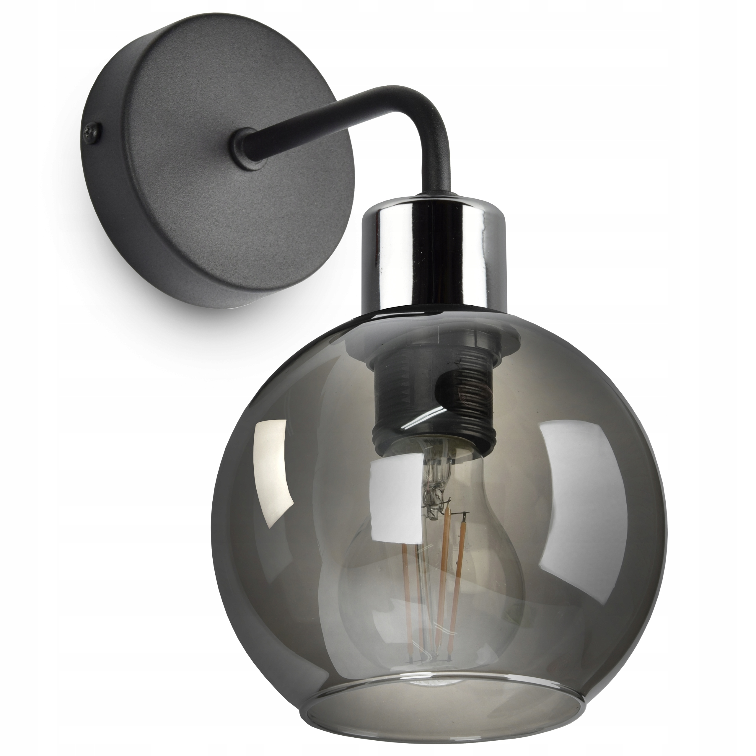 

Kinkiet Lampa Ścienna Szklana Kula Spline Chrom