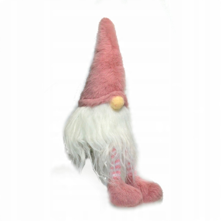 

Skrzat z wiszącymi nogami brudny róż 28cm krasnal