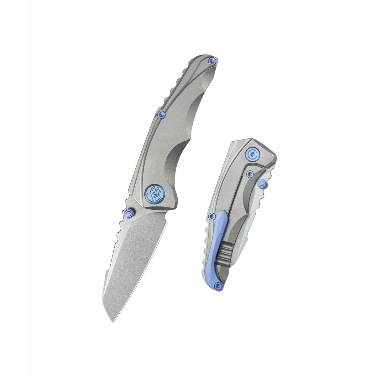 Nóż składany Kubey Steeltle Gray Titanium, Stonewashed M390 (KB390A)