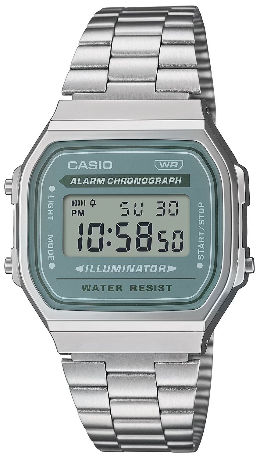 Unisexové hodinky Casio Vintage A168WA-3AYES Retro Digital Green Face