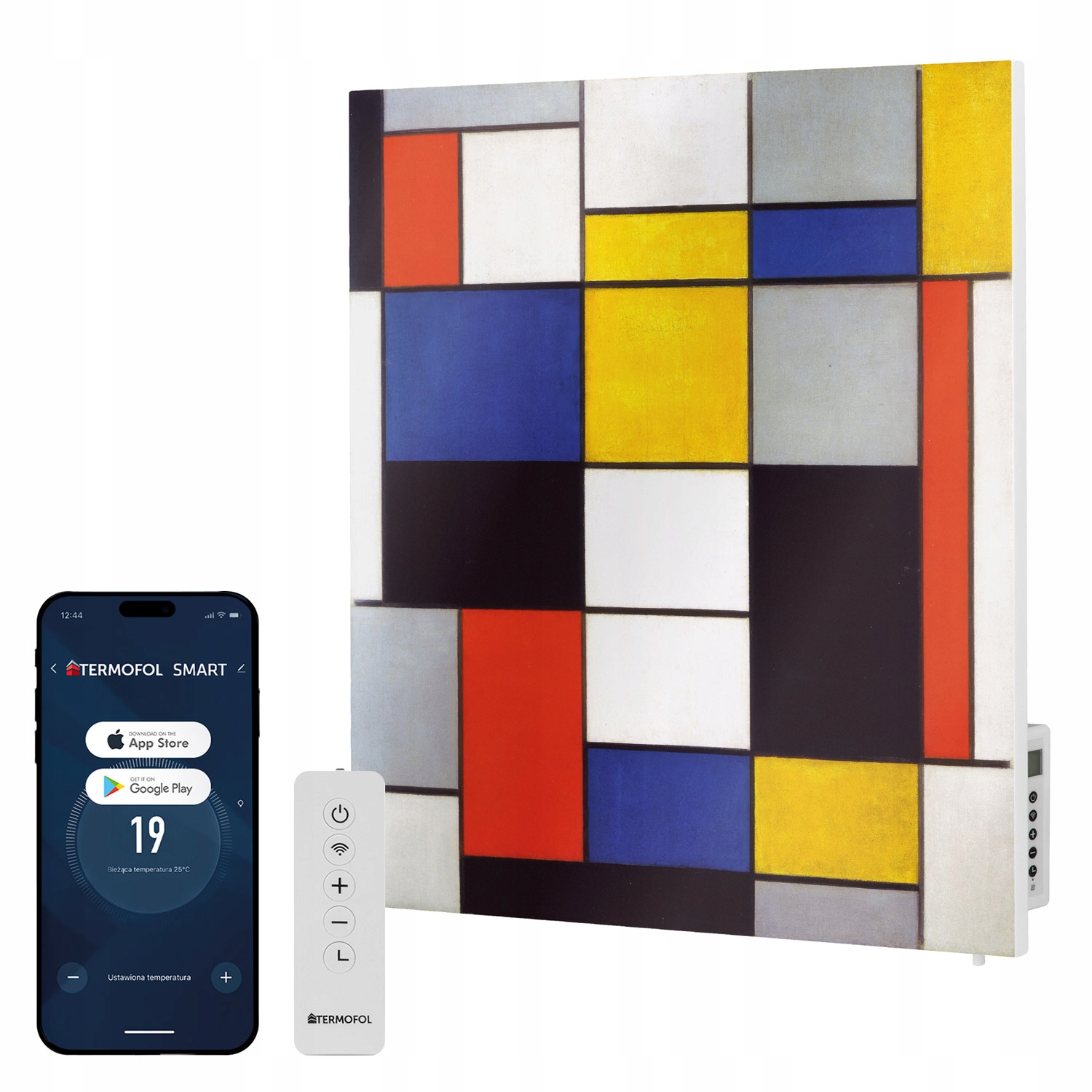 Infračervený ohrievač obraz Kompozícia a mondrian 350 W 60x60 cm WiFi