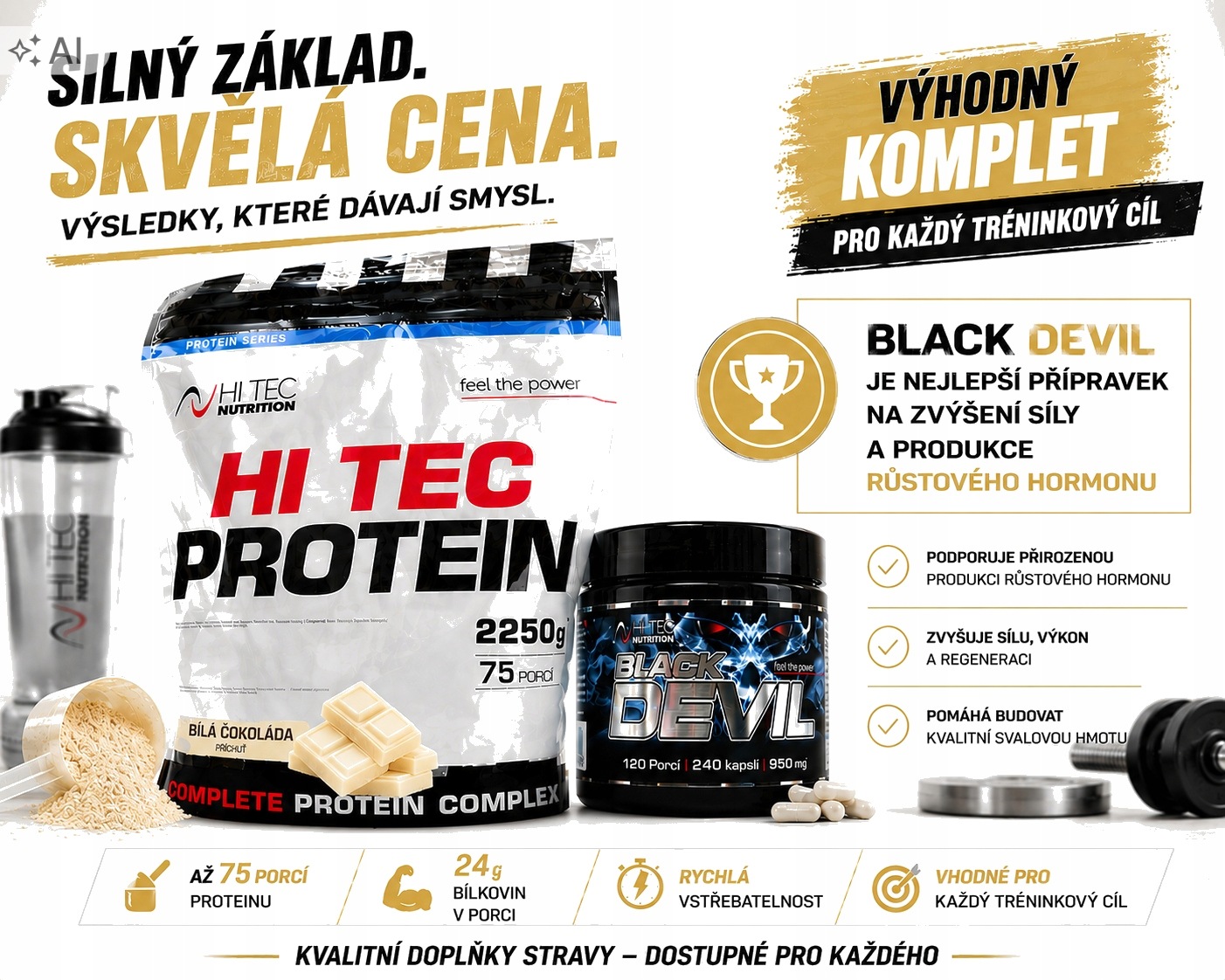 Nutrition protein 2250g bílá čokoláda Black devil 240 kapslí