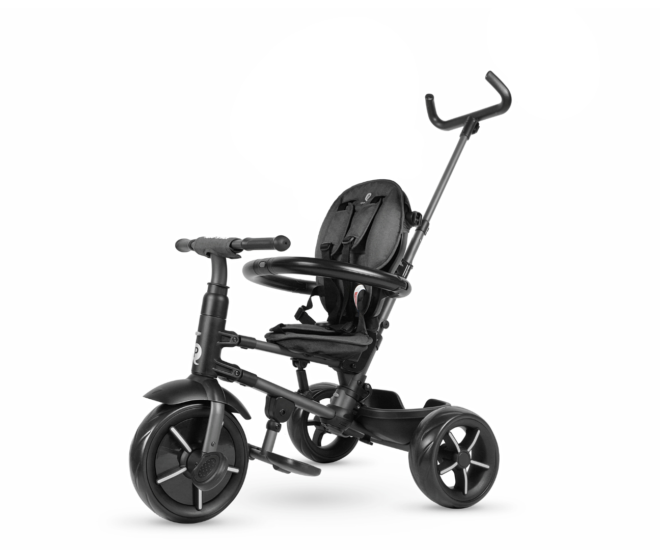 QPLAY детский трехколесный велосипед с козырьком RITO STAR Black ручка ремни