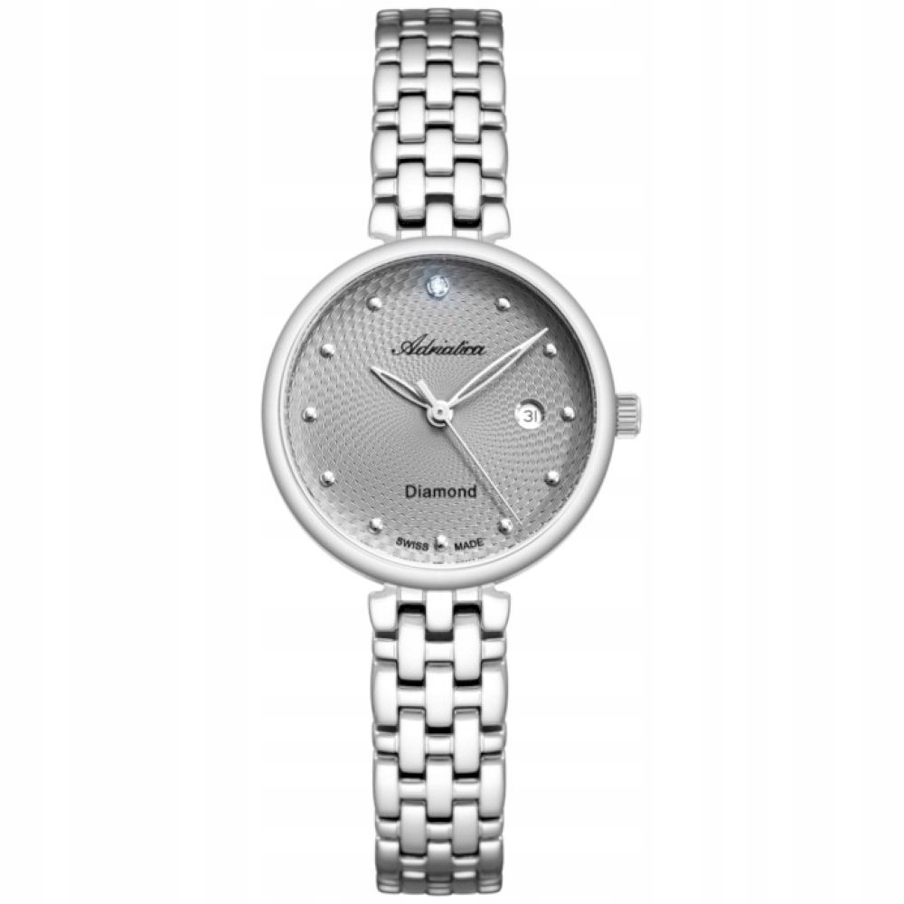 Dámské hodinky Adriatica stříbrné s diamanty A3543.5147DQ Swiss Made