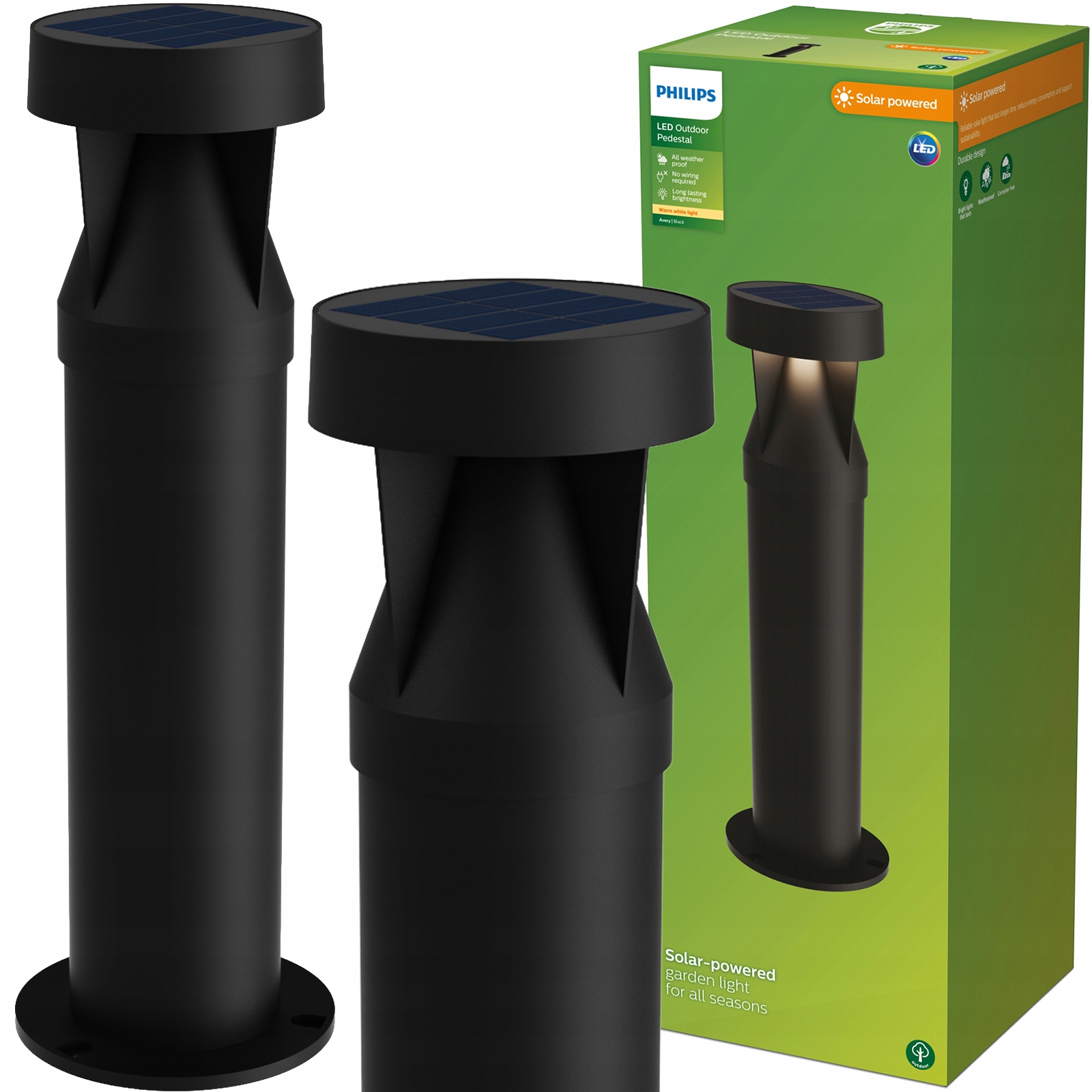 Solární Lampa Led lampa Philips Avery Zahradní venkovní sloupek 40 cm Senzor