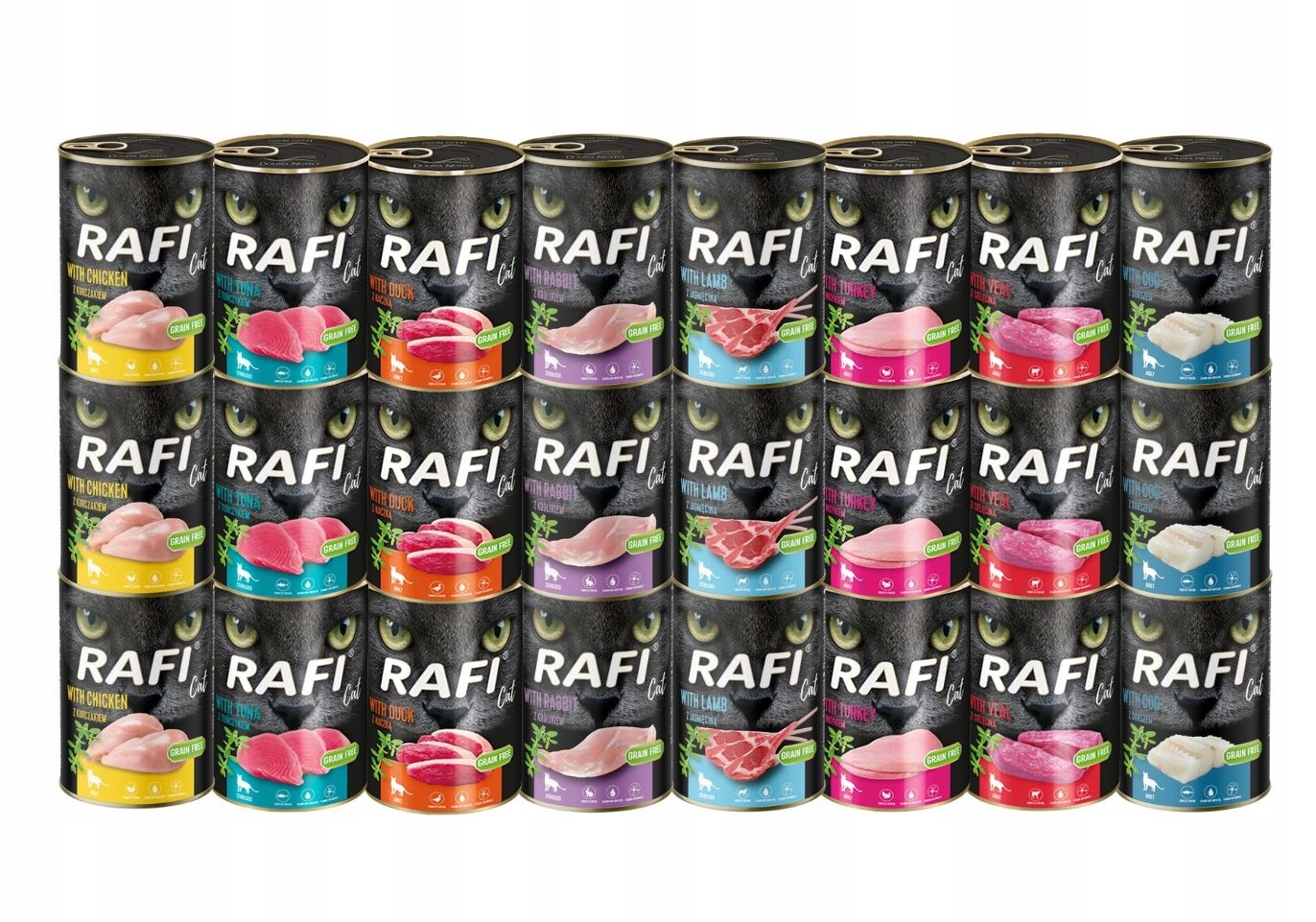 Mokré krmivo pro kočky Rafi mix chutí 24x400g Dolina Noteci