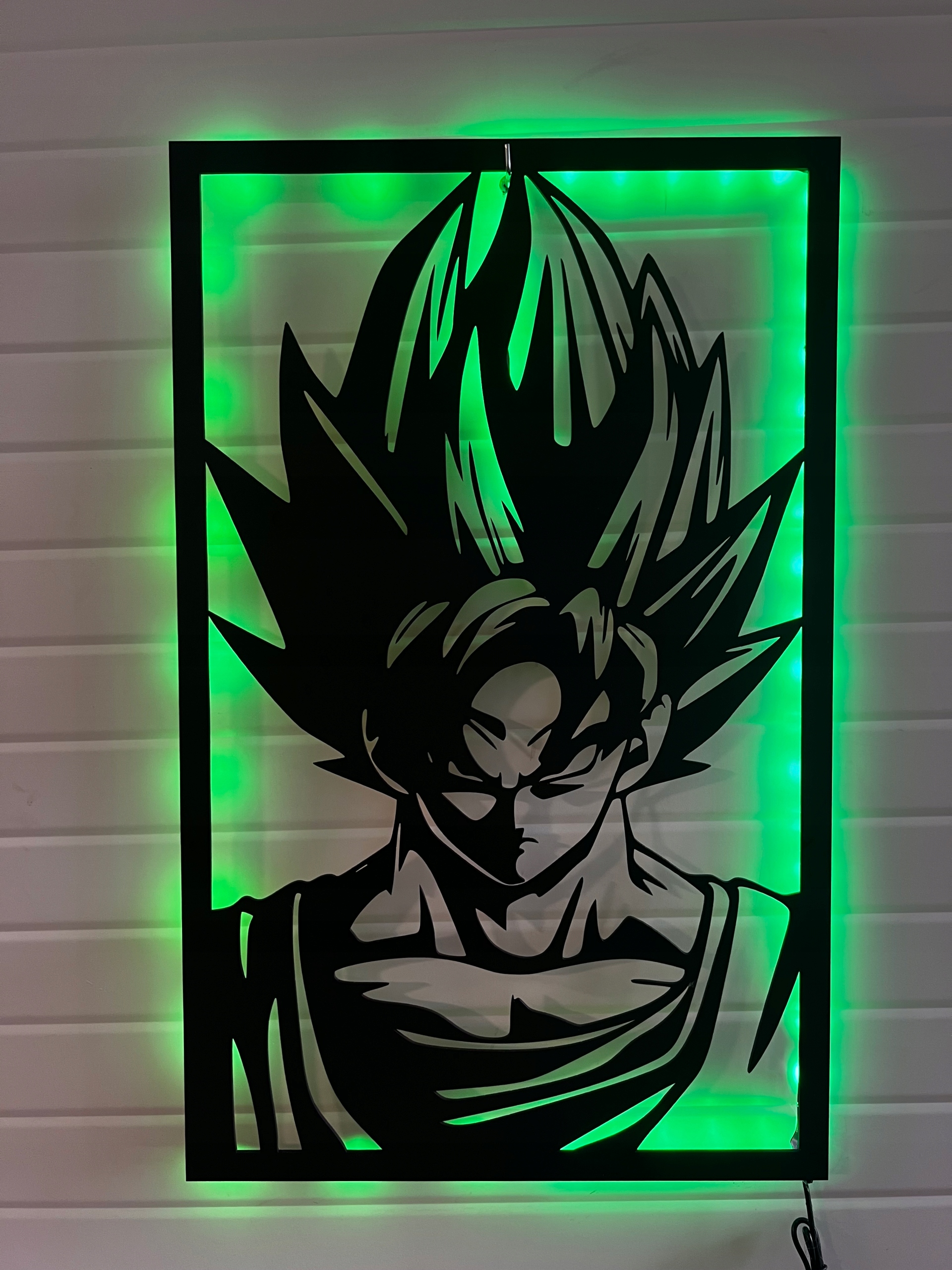 Goku Dřevěný 3D anime Led obraz Dragon Ball