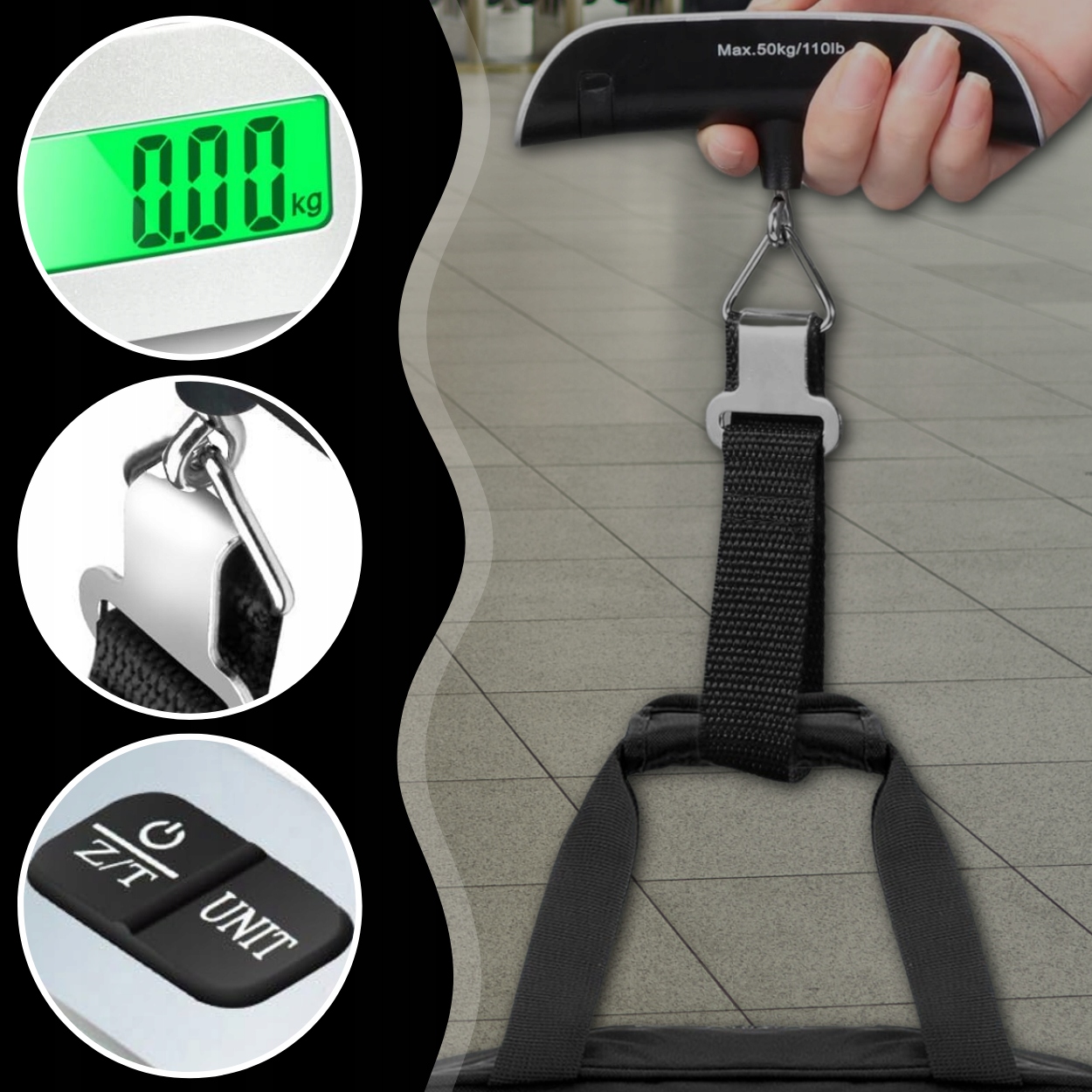 WAGA BAGAŻOWA LOTNICZA TURYSTYCZNA PODRÓŻNA KIESZONKOWA LCD 50kg Marka bez marki