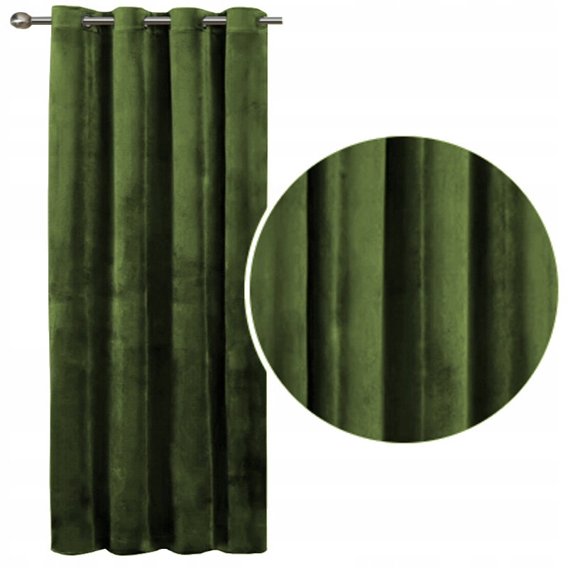 Velurové záclony Imperial 140x250 výška závěs Velur olivová khaki
