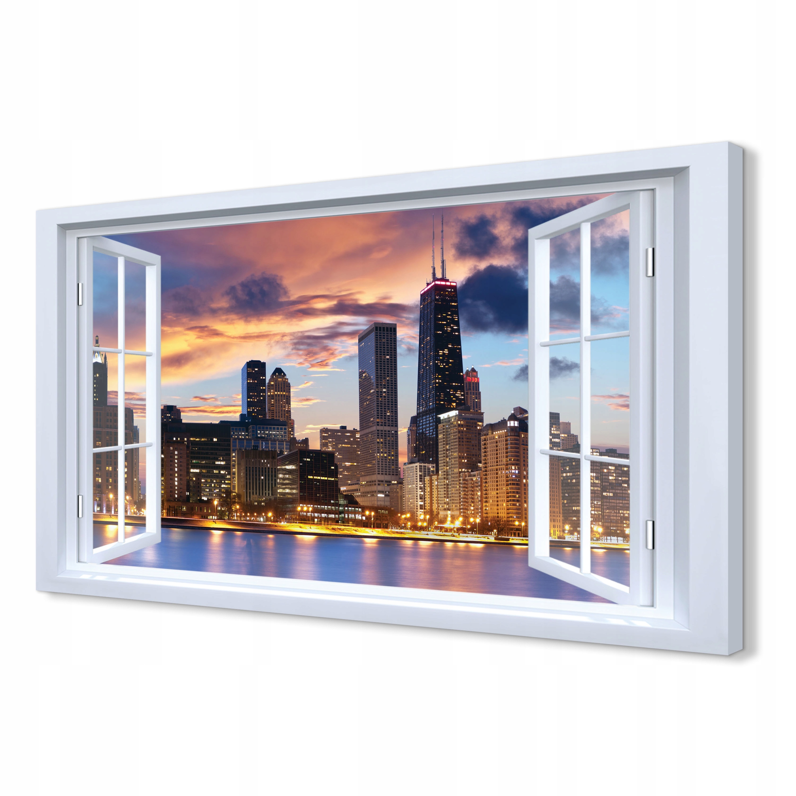 Fotoobraz canvas 3D Mrakodrapy voda nástenná 120x80