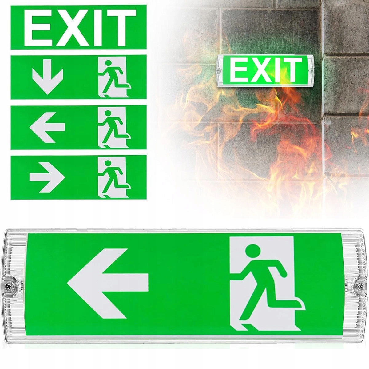 LAMPA AWARYJNA EWAKUACYJNA EXIT LED ZEWNĘTRZNA IP65 DROGĘ EWAKUACYJNĄ 3H