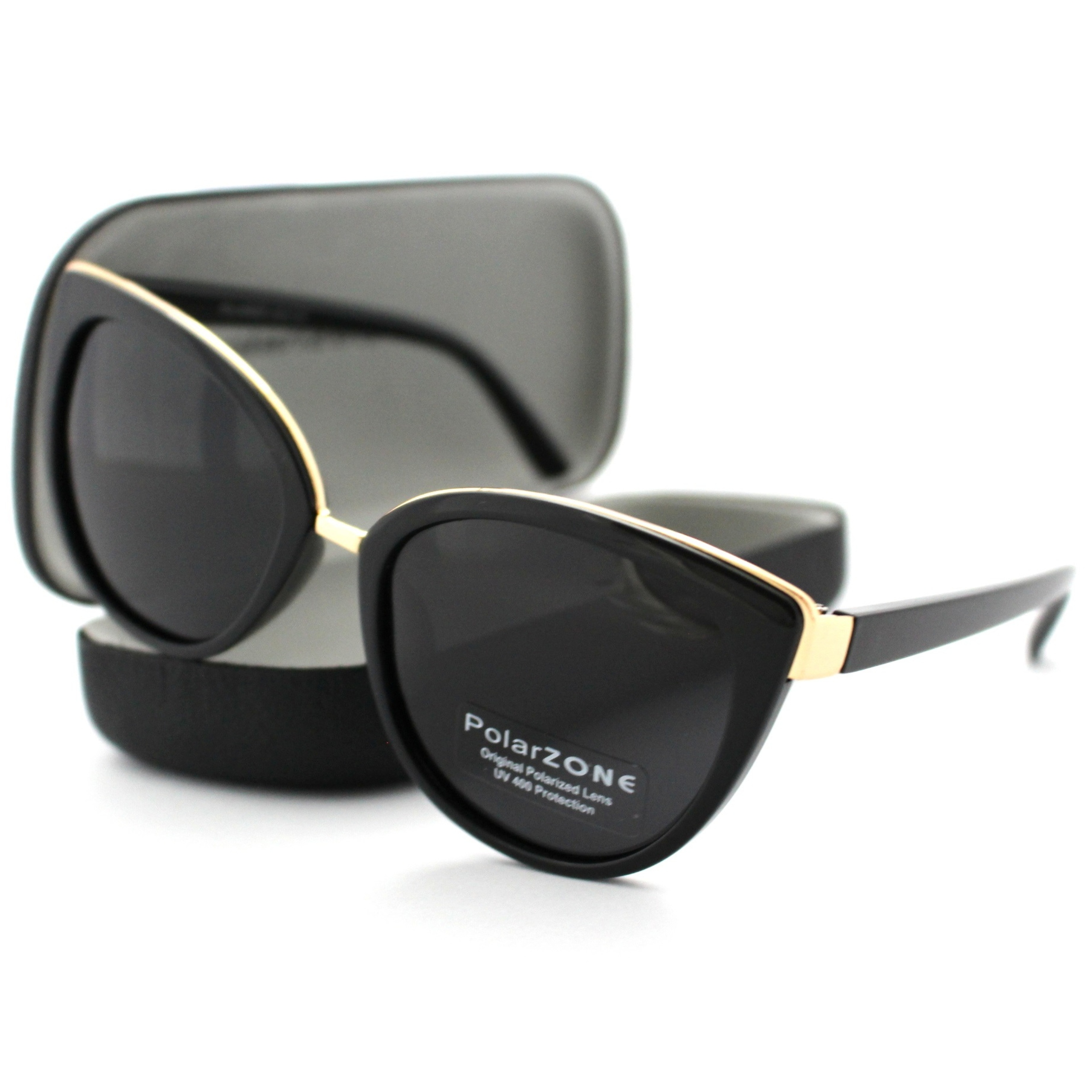 OKULARY PRZECIWSŁONECZNE DAMSKIE Polaryzacyjne PolarZONE UV400 ETUI +GRATIS Kolor czarny