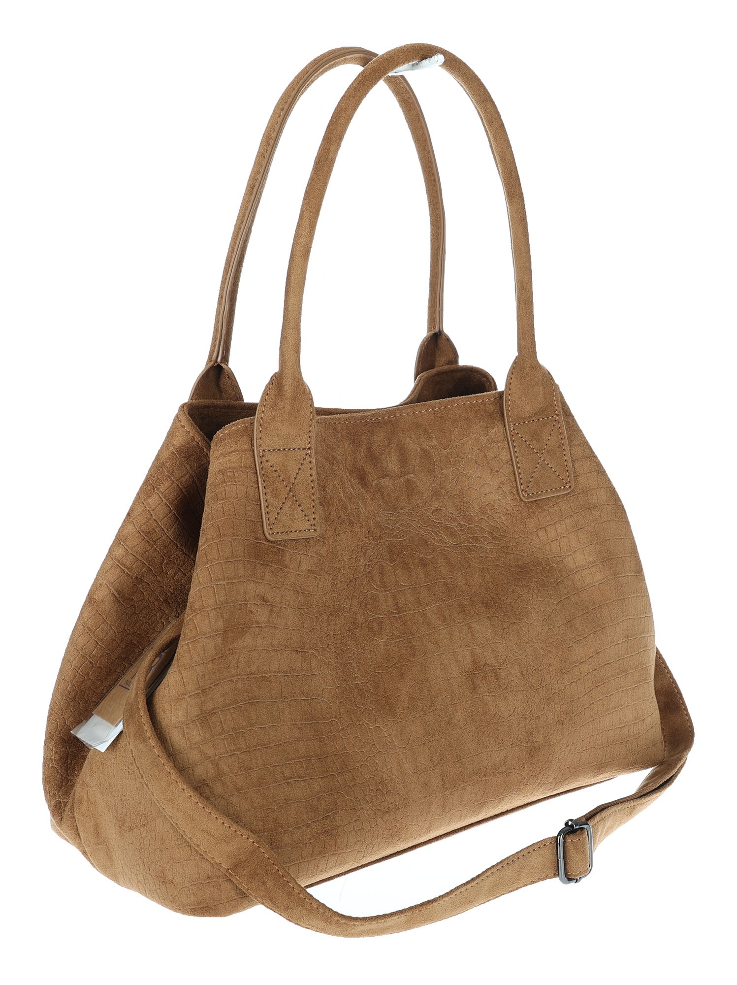 Dámská shopper kabelka, módní semišová taška, lehký pásek L540 Hnědá